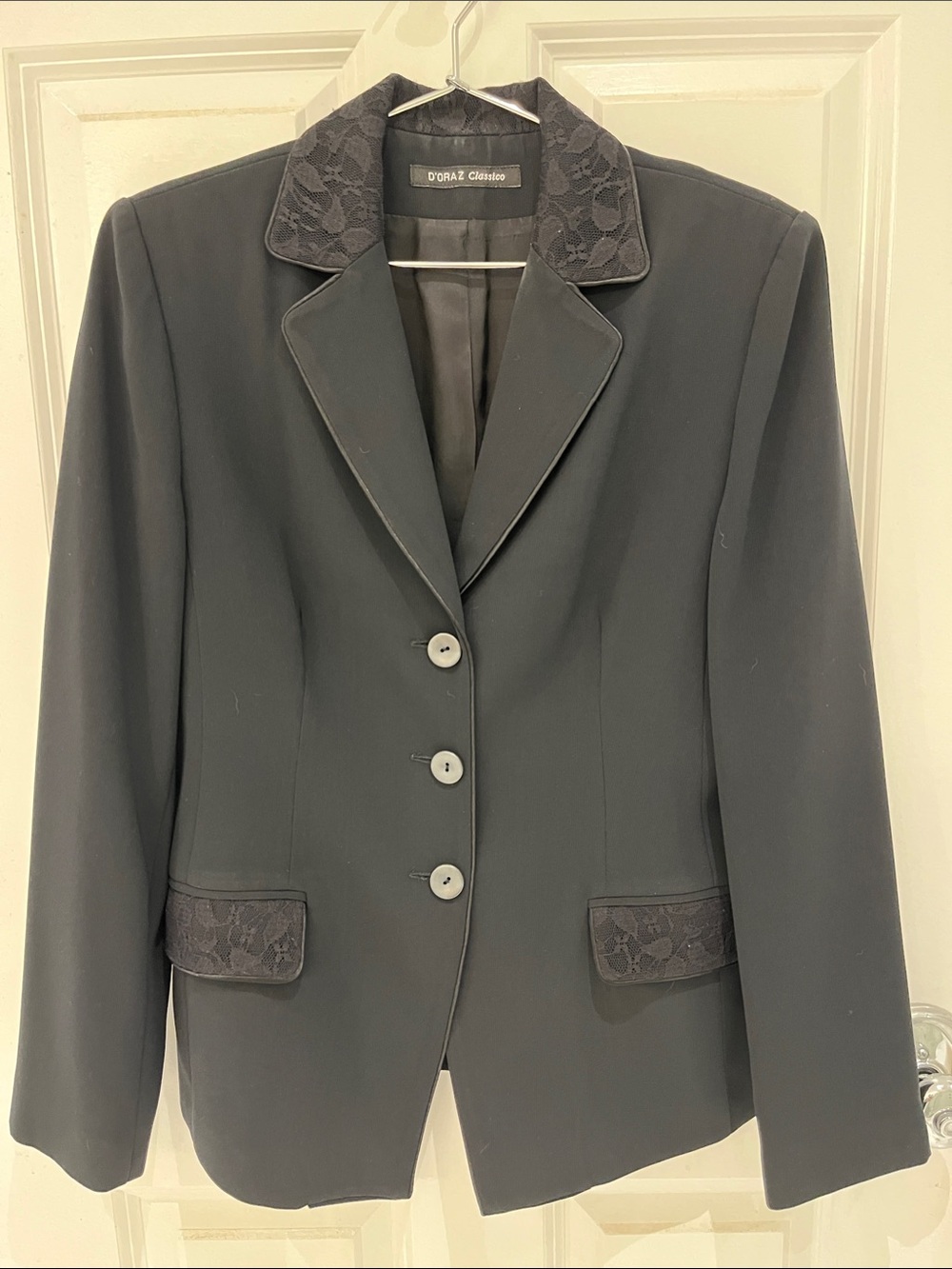 Black Lace-Trim Blazer